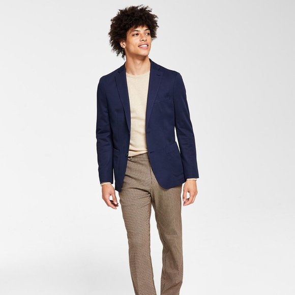 Bar III Men's Slim-Fit Navy Solid Knit Suit Jacket Sports Coat Navy B4HP $295